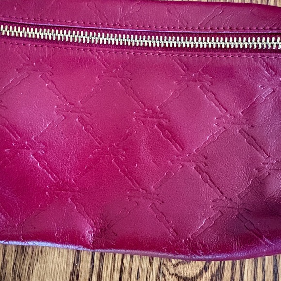 Longchamp LM Cuir Embossed Leather Wristlet - Burgundy/Berry - Picture 3 of 5